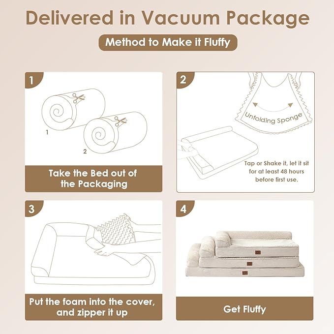 EHEYCIGA Memory Foam Dog Bed Medium Sized Dogs, Waterproof Dog Bed Orthopedic with Washable Removable Cover, Non-Slip Pet Bed Couch for Crate, 30x20x6 Inches, Beige