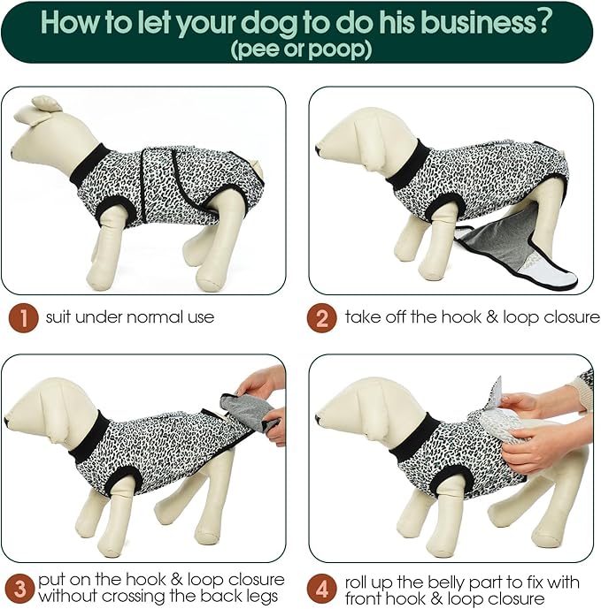 Kuoser Dog Recovery Suit Female, Soft Puppy Surgery Suit, Dog Recovery Suit After Surgery, Post-Op Onesie for Female & Male Dogs, Soft Protective Wear, BlueLeopard S