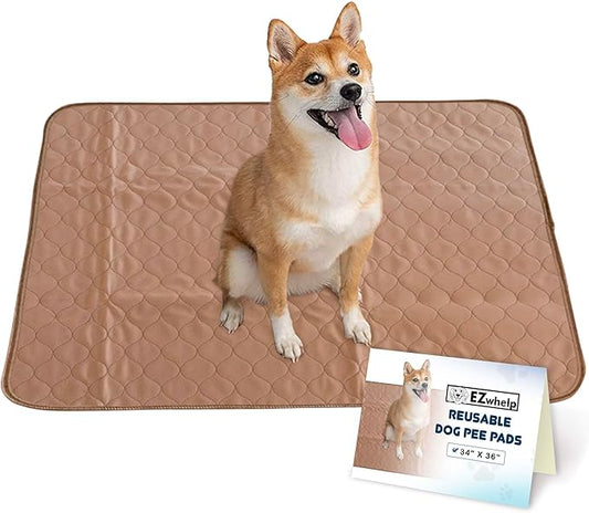 EZwhelp Reusable Dog Pee Pads - Waterproof Training Pads for Dogs - Washable & Sanitary - Rounded Corners - Laminated, Lightweight, Durable - Pet Essentials for Puppy Training and Whelping - 36" x 34"