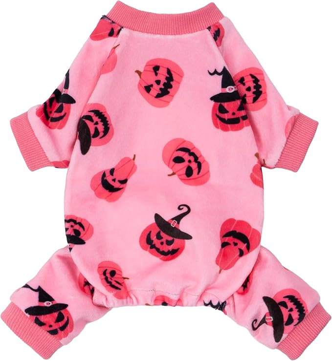 Fitwarm Halloween Jack O Lantern Dog Pajamas, Funny Costumes for Small Dogs Girl, Pet Outfit, Pink, Black, XXL