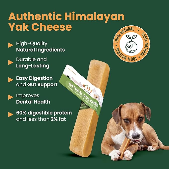 KATHMANDU'S - Authentic Himalayan Cheese Dog Chews - Large, 1-Count - for Improved Dental Hygiene & Protein-Rich Nutrition, No Preservatives