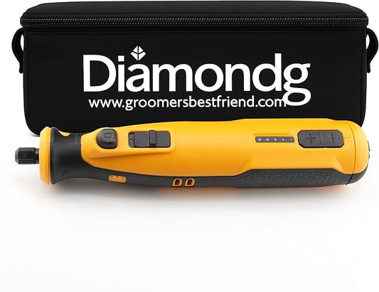 Diamondg Cordless Dog Nail Grinder with Quiet Sound & LED Tip for Large & Small Dogs, 4hrs. Runtime - Electric Dog Nail Trimmer, Heavy Duty Rotary Tool Alternative to Toenail Clippers & Filers