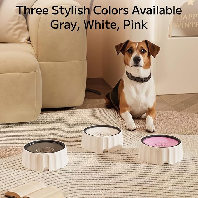 Dog Water Bowl 70oz/2L Large Capacity Water Dispenser No Spill Non Slip No Splash Pet Slow Feeder No Drip Vehicle Carried Travel Slow Drinking Bowl for Dogs Cat(Pink)