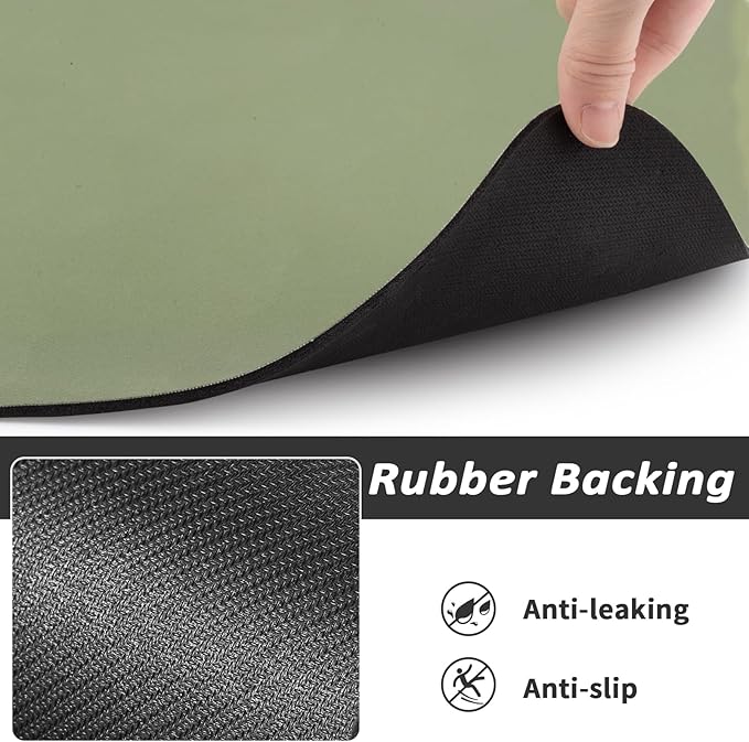 Pet Feeding Mat - Absorbent Dog Mat for Food and Water, No Stains Cat Bowl Mat, Easy to Clean Pet Placemats, Quick Dry Dog Water Dispenser Mat for Messy Drinkers | Green 12"x 19"