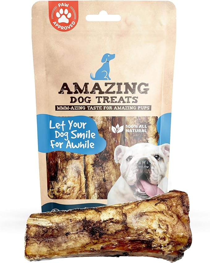 Amazing Dog Treats - 5-6 Inch Meaty Beef Marrow Bones- (30 Count) - Best Bones for Dogs - Long Lasting Dog Chew Bones - Filled Marrow Dog Bone
