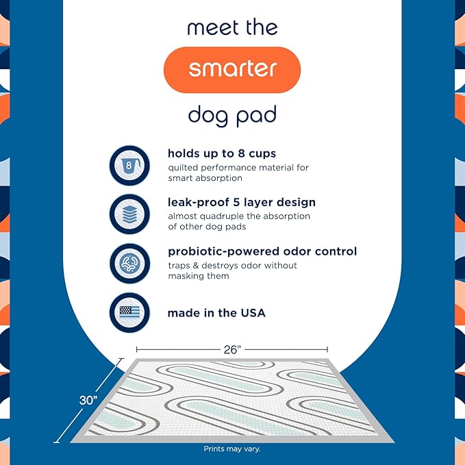 Pet Life Unlimited Smart Prints Extra Large Puppy Pads – 26" x 30", 52 Count (XL) | Stylish Dog Training Pads with Odor Controlling Wetness-Activated Magnolia Blossom Scent | USA Made