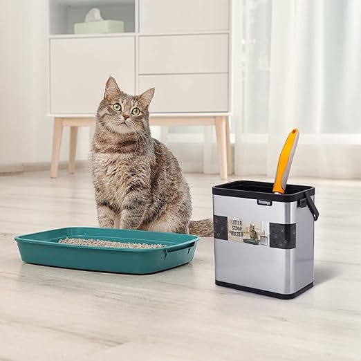 Universal Cat Litter Scoop Holder, Stainless Steel Small Portable Cat Litter Scooper Holder Trash Container.