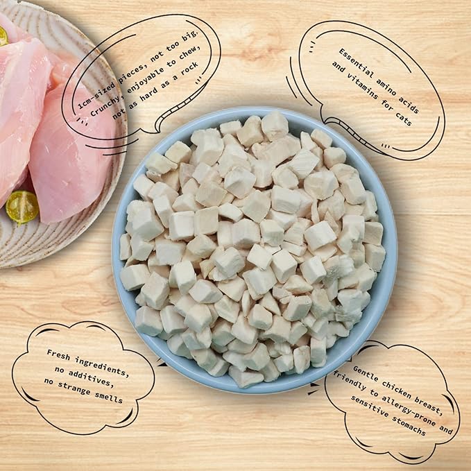 RA NOVA Freeze Dried Cat Treats - 100% Chicken Breast Grain Free Raw - Natural Balance Limited Ingredient High Protein Cat Snacks 140g/4.94oz - Picky Eater Challenger