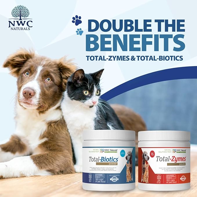 NWC Naturals Twin Pack - Probiotics and Digestive Enzymes for dogs and cats one Total-Zymes and one Total-Biotics 8-Ounce