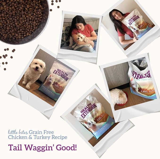 Health Extension Grain Free Chicken & Turkey Little Bites (3.5 lb / 1.59 kg) - Whole Foods Ingredients Formula with Probiotics & Antioxidants for Small Dogs