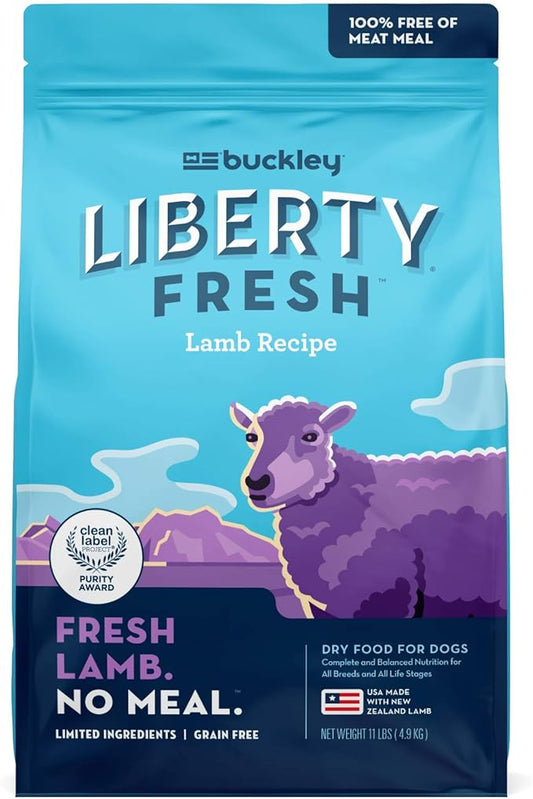 Bixbi Liberty Grain Free Dry Dog Food, Lamb Recipe, 11 lbs - Fresh Meat, No Meat Meal, No Fillers for Easy Digestion - USA Made