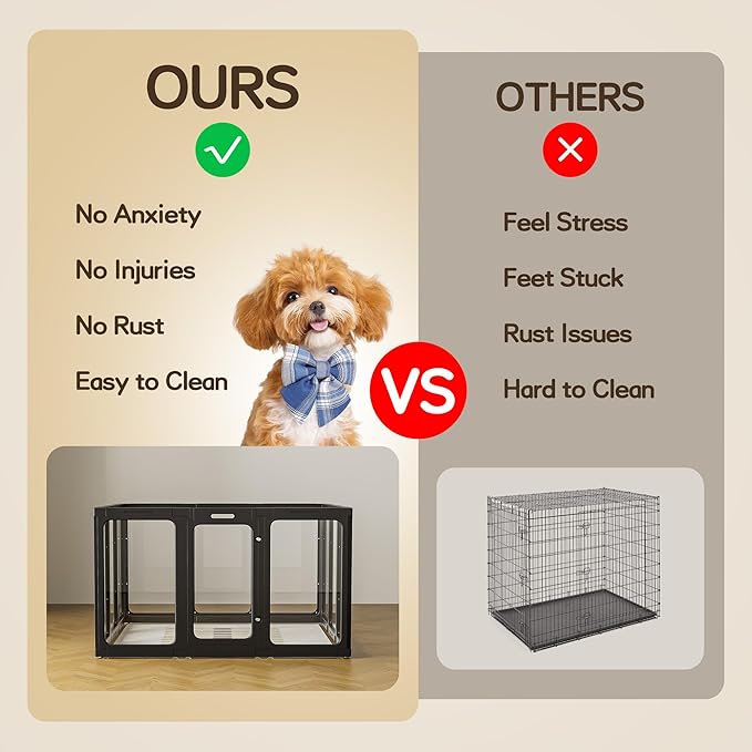 Jalove 12PCS Dog Playpen Clear Puppy Playpen Indoor, 30" H Easy Assemble Transparent Small Pet Play Pen, Sturdy Plastic Dog Fence Crate Kennel Whelping Cage Enclosure for Small to Medium Dog, Black