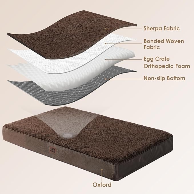 EHEYCIGA Orthopedic Medium Dog Beds for Small Dogs with Removable Washable Cover for Crate, Brown, 30x20