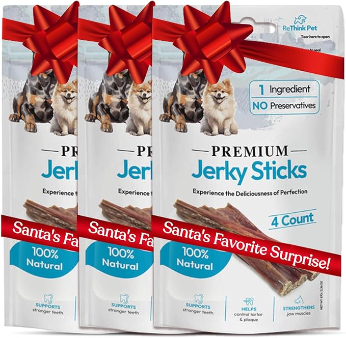 12 Pieces of Dog Jerky Treats, Natural Beef Jerky, Long-Lasting for Pet's Dental Hygiene, All-Natural Dog Treats, Chew Sticks for Dogs (3pack, 12pcs)
