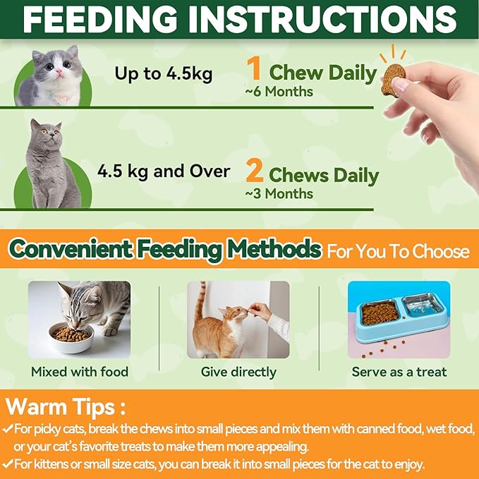 Flea and Tick Treatment for Cats - 200 Chews Flea and Tick Prevention for Cat Chewables - Flea Treatment for Cats All Breeds & Ages - Natural Cat Fleas and Ticks Defense - Chicken Flavor