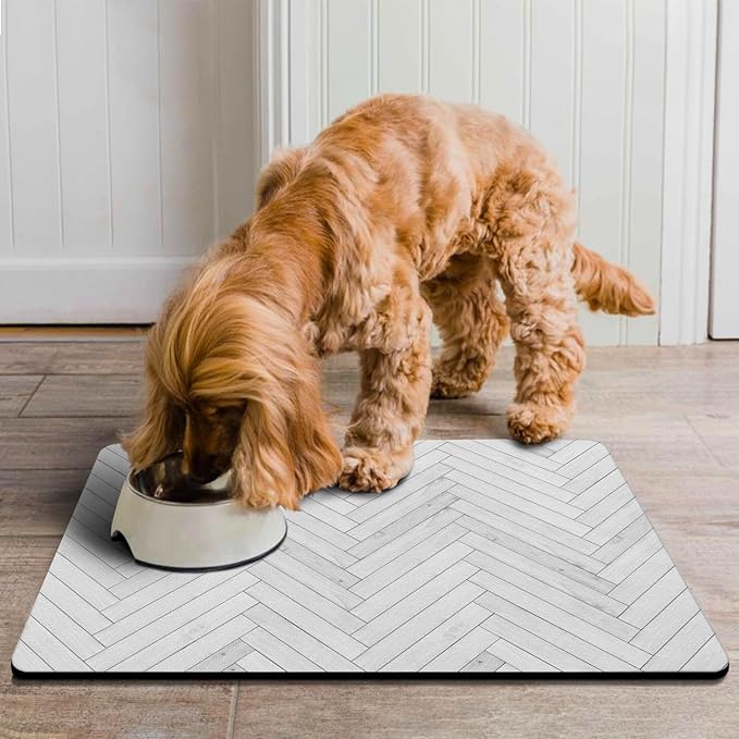 Dog Food Mats for Floors Absorbent, Pet Cat Food Mat - Quick Dry Dog Bowl Mats for Food and Water, Eco-Friendly Boho Pet Supplies