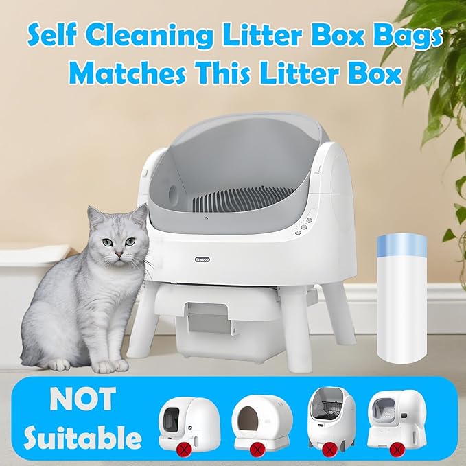 120 Count Cat Litter Bags For Poop Compatible with Litter Robot Waste Bags,Litter Box Liners With Drawsting For Automatic or Self-Cleaning Cat Box, Heavy-Duty, Extra Thick,26.37"X15.74"