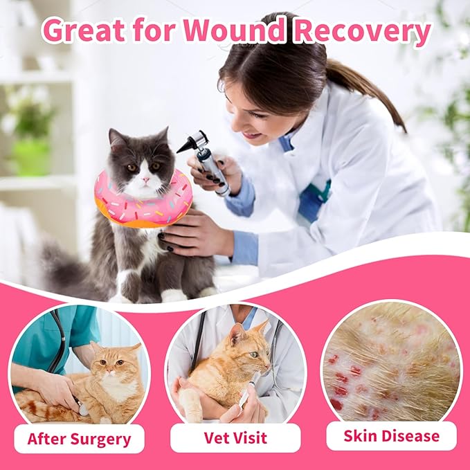 Generic Soft Cat Cone Collar Adjustable Recovery E-Collar for Wound Healing After Surgery Breakaway Elizabethan Collar with Fastening Strap for Cats and Kittens（S M L）