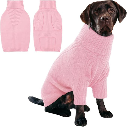 IECOii XXXL Dog Sweater,Warm Dog Sweaters for Extra Large Dogs Girl Boy,Stretchy & Cozy,Turtleneck Knitted Pullover for Pet Wear On Holiday,Easy On Doggy Sweatshirt for Labrador (Pink,XXXL)