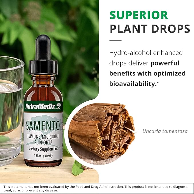 NutraMedix Samento Cat's Claw Tincture - Cat's Claw Immune Support Supplement for Brain, Antioxidant, Cardiovascular & Microbial Support - Bioavailable Herbal Supplements from Nature (1oz / 30ml)