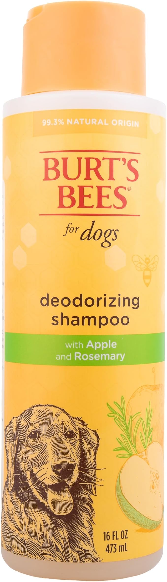 Burt's Bees for Pets Deodorizing Dog Shampoo with Apple and Rosemary, 95% Natural Origin Formulas, Gentle Canine Cleanser for Smelly Pups, 2 pk 16 oz