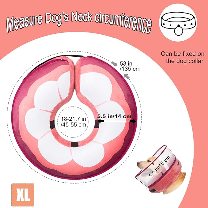 Inflatable Dog Cone Collar for Large Medium Small Dogs, Soft Dog Donut Collar Adjustable Recovery Cone for Pets After Surgery, Extra Enhanced Anti-Licking Guard Shield (Mangosteen, X-Large)