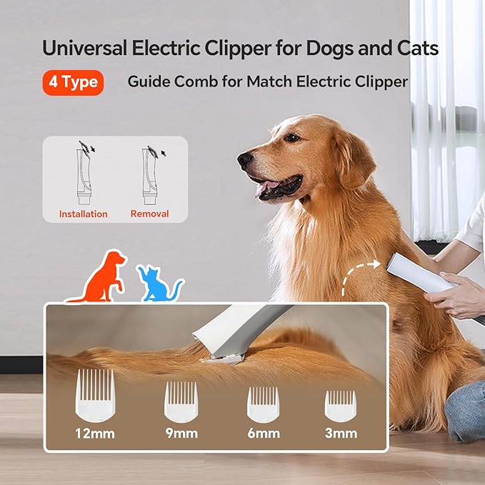 6-in-1 Pet Grooming Kit with Vacuum – 2024 iF Design Award Winner, Quiet Clipper & Ionic Dryer, 13.3kPa Suction, LED Touchscreen – for Dogs & Cats at Home