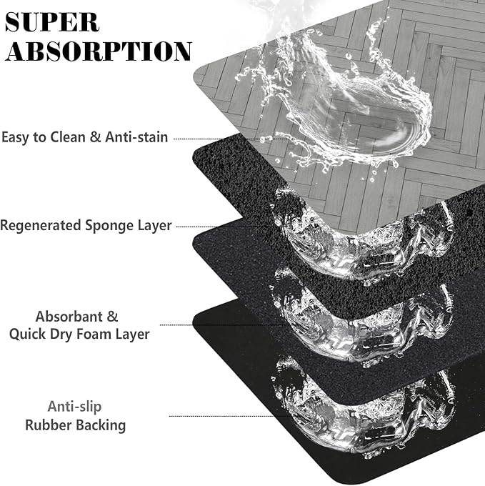 Dog Food Mats for Floors Absorbent, Pet Cat Food Mat - Quick Dry Dog Bowl Mats for Food and Water