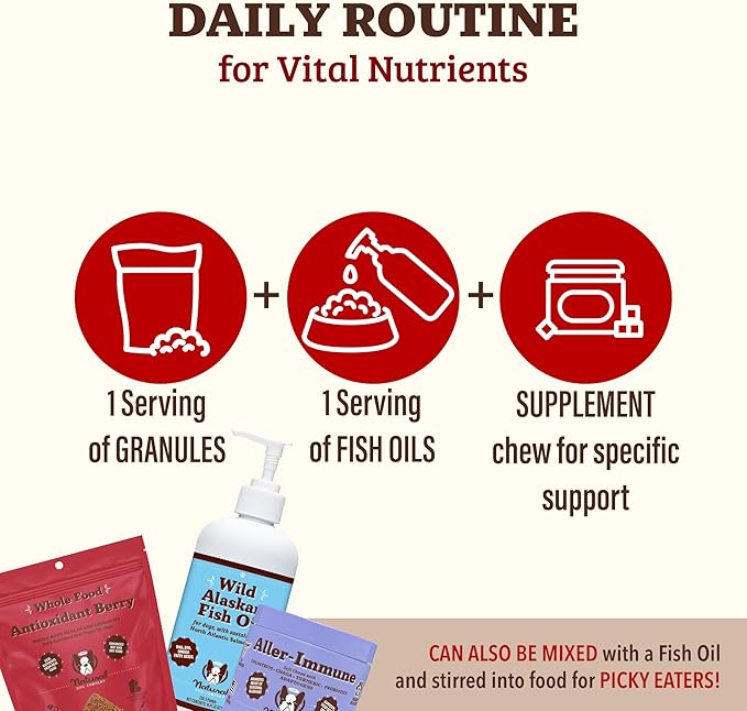 Natural Dog Company Dog Food Topper, Antioxidant Berry Vitamins & Superfood Meal Topper Supplement, Holistic Nutrition, Dog Food Seasoning, Immune Support, All Breeds, Ages, & Sizes of Dogs, 8oz Bag