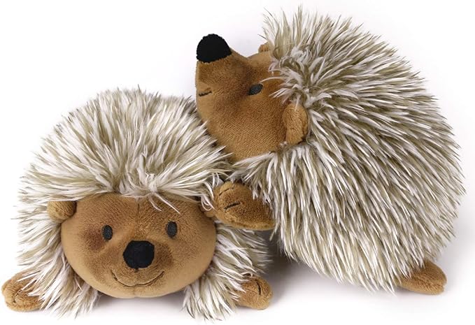 Pawaboo Plush Dog Toy, [2PACK] Non-Toxic Super Soft Faux-Fur Hedgehog Dog Toy Stuffed Biting Training Playing Toys for Dog Puppy, Brown