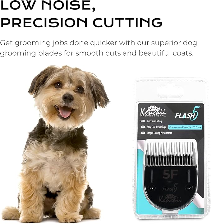Kenchii Professional Dog Clipper Blade Flash 5 Pet Hair Clipper - Detachable Stainless Steel Blades for Dog Grooming - Hair Clippers & Accessories Pet Shaving Blades. (KEFB5-5F)