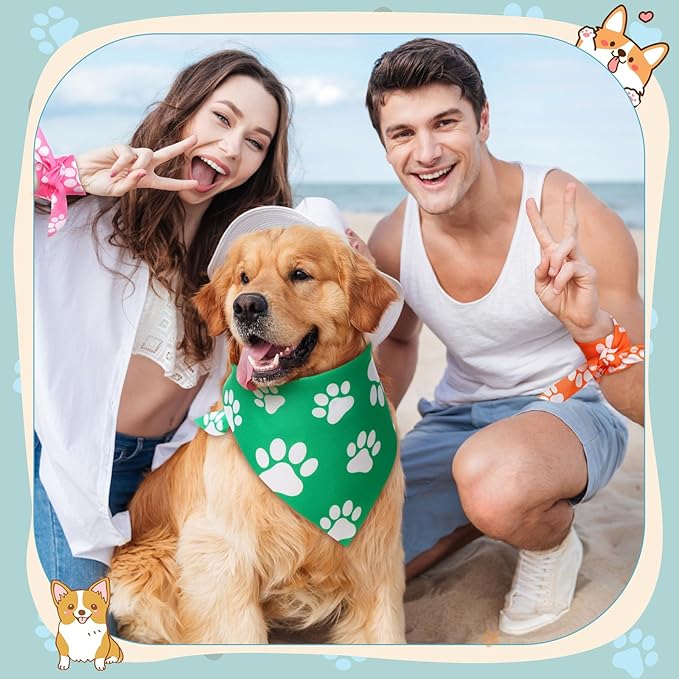 Sanwuta 30 Pcs Paw Print Dog Bandanas Bulk Colorful Footprint Bandanas for Dogs Triangle Kerchief Bib Scarf for Pet Birthday Party Costume Photo Props Daily Accessories Pet Shops Groomers, 6 Colors