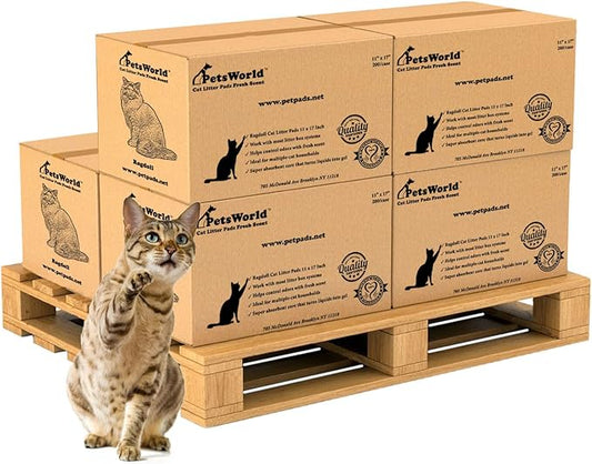 PETSWORLD Fresh Scented Cat Pads Refills for Tidy Cats Breeze Litter System 1,200 Pads for Cat Litter Box, 16.9x11.4 Inch