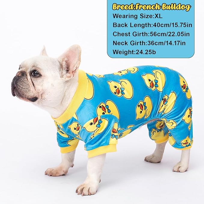 Dog Pajamas Soft Lightweight Dog Onesies Outfit Clothes for Small Medium Large Puppy Pjs for Pet Boys Girls Dogs Cats (M (Back: 12",Chest: 16", Neck:10.2"), Yellow Duck)