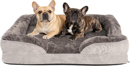 Dog Bed Medium to Large Dogs - Waterproof Couch with Removable Washable Cover and Egg Crate Foam Comfort Cage Beds Zipper Non-Slip Bottom Pad Bite-Proof