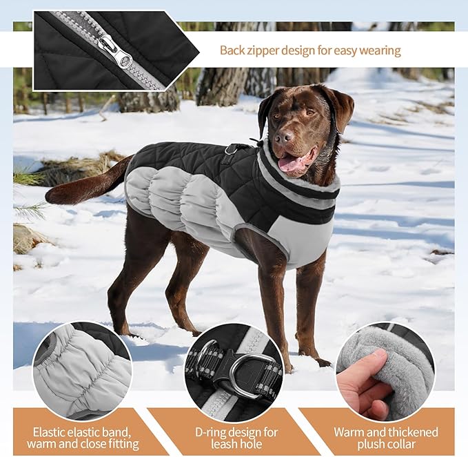 Dog Winter Jacket Cozy Reflective Waterproof Windproof Warm Pet Garment,Comfortable Cold Weather Fleece Apparel Outfits with Zipper Closure for Small Medium Large Dogs Puppy Walking,X-Small