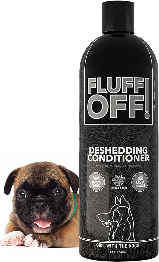 Fluff Off! by Girl With The Dogs, Natural Deshedding Dog/Cat Conditioner, 16 Oz, Made in USA 8 Wks+