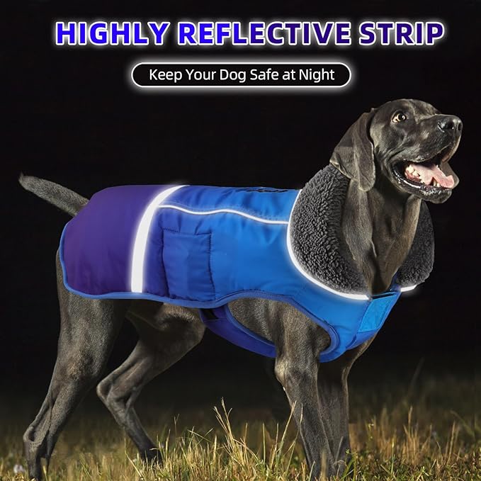 Doglay Dog Coat, Waterproof Dog Jacket Pet Winter Coat for Cold Weather with Thicken Furry Collar, Reflective Puppy Winter Jacket Warm Fleece Lining for Small Medium Large Pets
