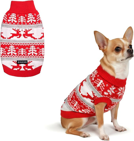 Spark Paws Christmas Dog Sweater - Ultra Soft Holiday Knit Sweater for Small, Medium & Large Dogs, Cute Pet Sweater for French Bulldogs & Big Dogs, Potty V Cut Design Jacket (Winter Wonderland, M)