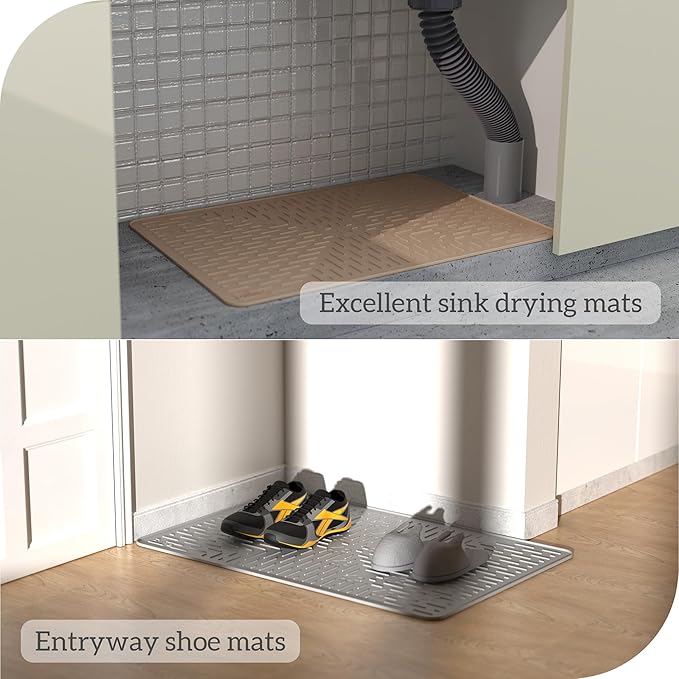 OHMO Cat Litter Mat Trapping Mat Premium Silicone 37.5x25.2，Pink, Waterproof and BPA Free Kitty Litter Box Mat, Easy to Clean and Keeps The Floor Tidy