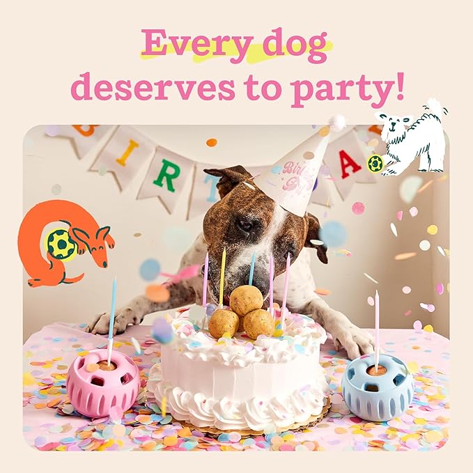 WOOF Party Pupsicle - Long-Lasting Interactive Dog Toys for Boredom - Low-Mess Design - Birthday Gifts for Dogs - Small Dog Toys - Party Pink