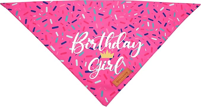 Realeaf Birthday Girl Dog Bandana, Dog Birthday Party Supplies,Premium Durable Fabric, Bandana for Small and Medium Dogs Pets (Pink, Small)