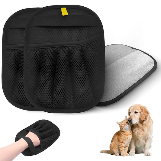 3Pcs Pet Hair Removal Glove, Five-Finger Electrostatic Pet Hair Remover Glove, Reusable and Bidirectional Cleaning Magic Brush Pet Hair for Bed, Clothing, Sofa Carpet, Car Seat