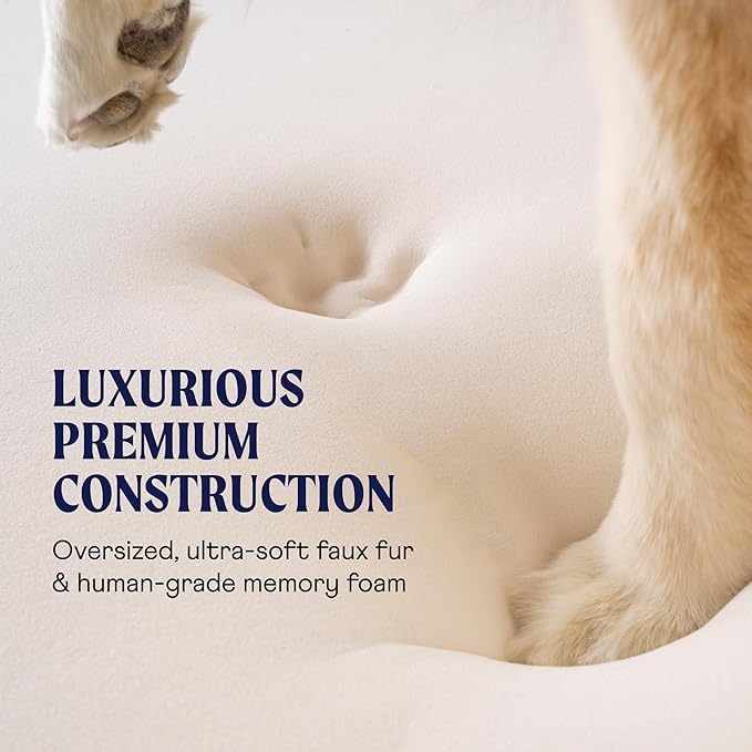 PupCloud, Human-Sized Dog Bed, Faux Fur Memory Foam, Waterproof and Machine Washable, Ultra-Soft Cover