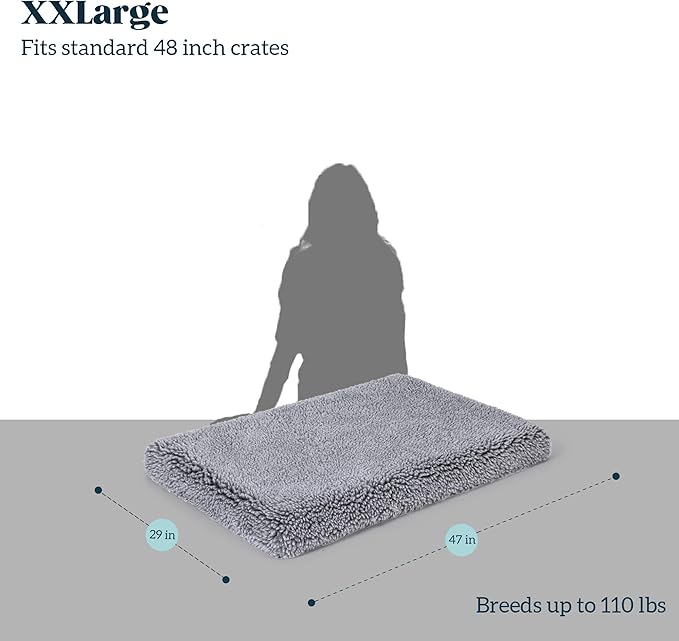 Stoutwool 4" Indestructible Dog Bed - Orthopedic Chew Proof Dog Crate Pad - Fluffy Kennel Mat for Aggressive Chewers - Ideal for Extra Large Breeds & Fits 48-Inch Crate - 47"x29", Charcoal