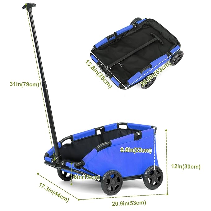 Dog Stroller 4 Wheels Folding Dog Cart Pet Stroller for Travelling Shopping Walking Playing for Small Dogs Cats (Blue)