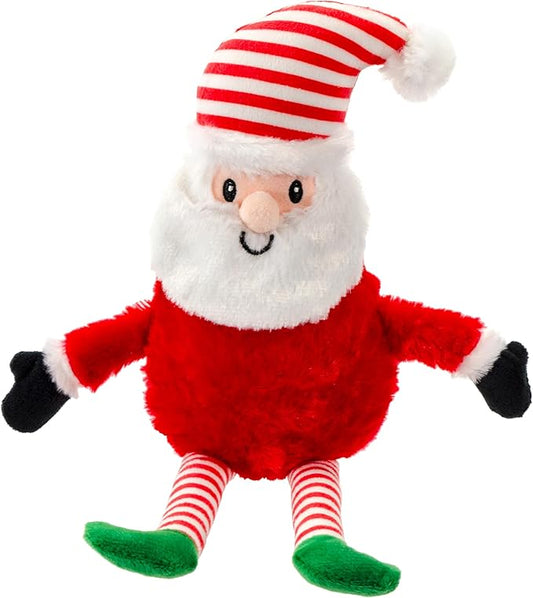 Giftable World Holiday Plush Pet Toy Fun for Christmas Designs with Squeaker Dog Chew Toy (13" Long Legs Santa w/Squeaky Ball)