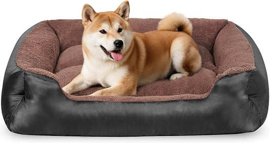 Dog Bed Medium Size Dog, Rectangle Washable Pet Couch, Warm and Comfortable Sleeping Pet Bed with Nonskid Bottom, Black