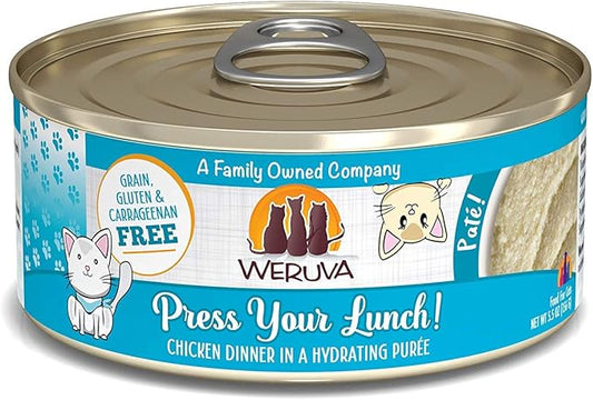 Weruva Wet Cat Food, Press Your Lunch with Chicken Pate, 5.oz Can, Pack of 8