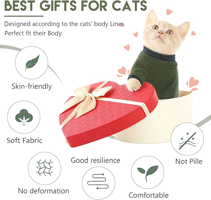 Sticky Cat Clothes Stretchy, Sphynx Hairless Sweater & Pajamas for Cats only, Soft Cat Onesie for Cats After Surgery Female Male & Hair Loss Prevention, Green M